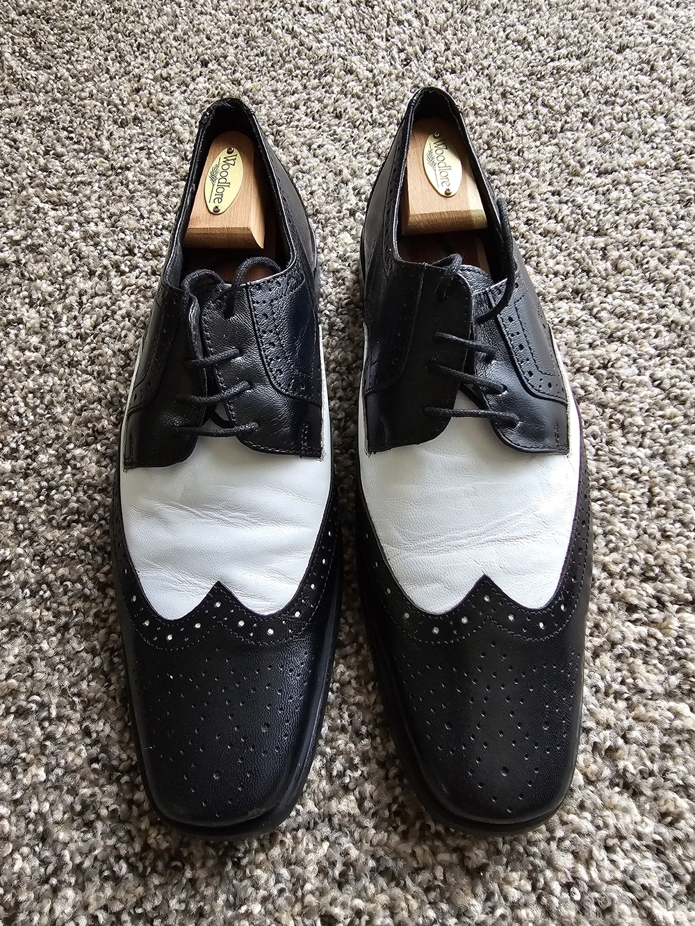 Stacy Adams Men’s Black & White Wingtip Dress Shoes